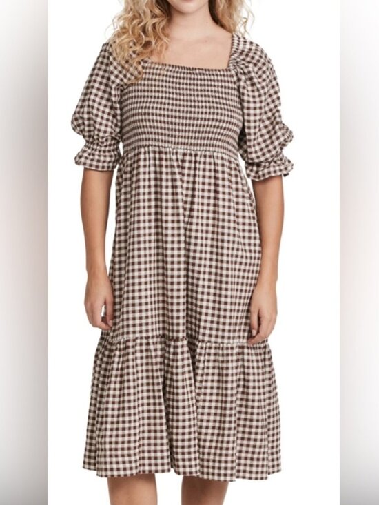 Madewell Dresses & Skirts - Madewell XS brown gingham dress 100% cotton